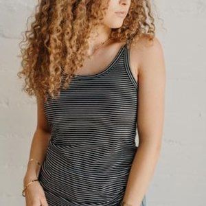 Carly Jean Los Angeles Violet Scoop Tank Black and Ivory Stripes CJLA Medium M